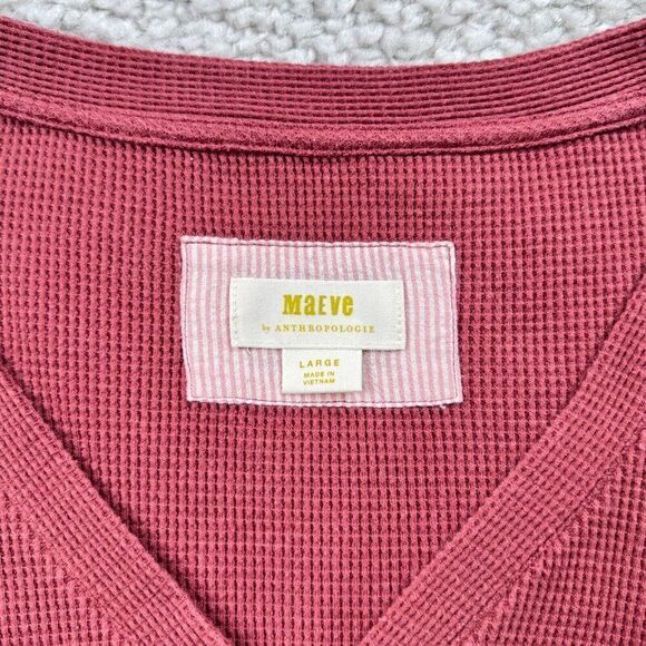 Anthropologie Maeve Eliza Thermal Knit Henley Pink - Picture 5 of 9